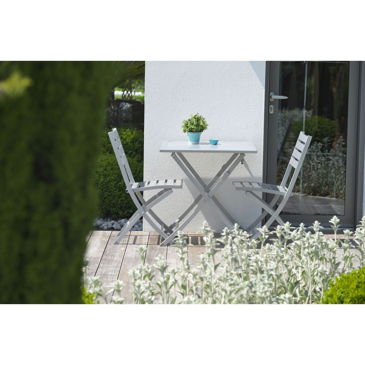 DCB GARDEN Chaise de jardin pliante - Aluminium - Gris - MARIUS