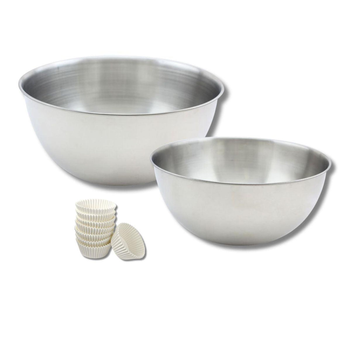 ZENKER Ensemble comprenant 100 moules à muffin en papier, 1 spatule  Zenker, 2 bols à mixer en inox Fackelmann