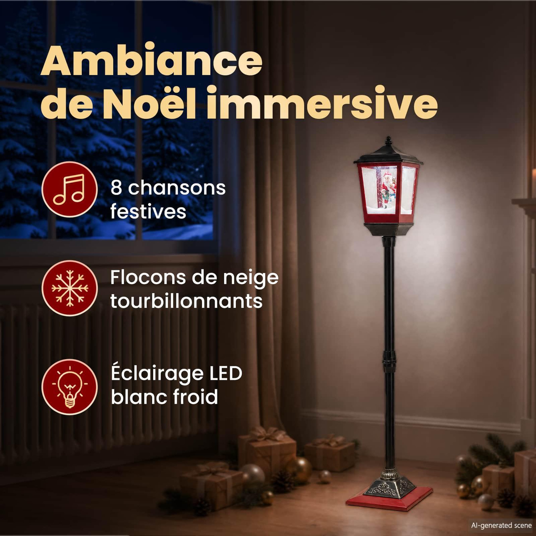 Voir la diapositive 4 : VIDAXL Lanterne de Noël ESPOO Blanc froid 26,5 x 26,5 x 146 cm