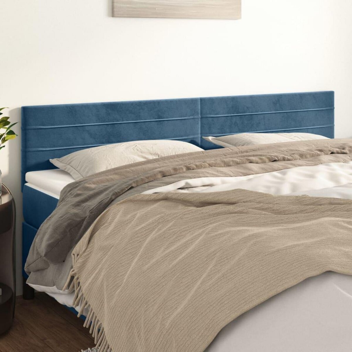 VIDAXL Tetes de lit 2 pcs Bleu fonce 100x5x78/88 cm Velours