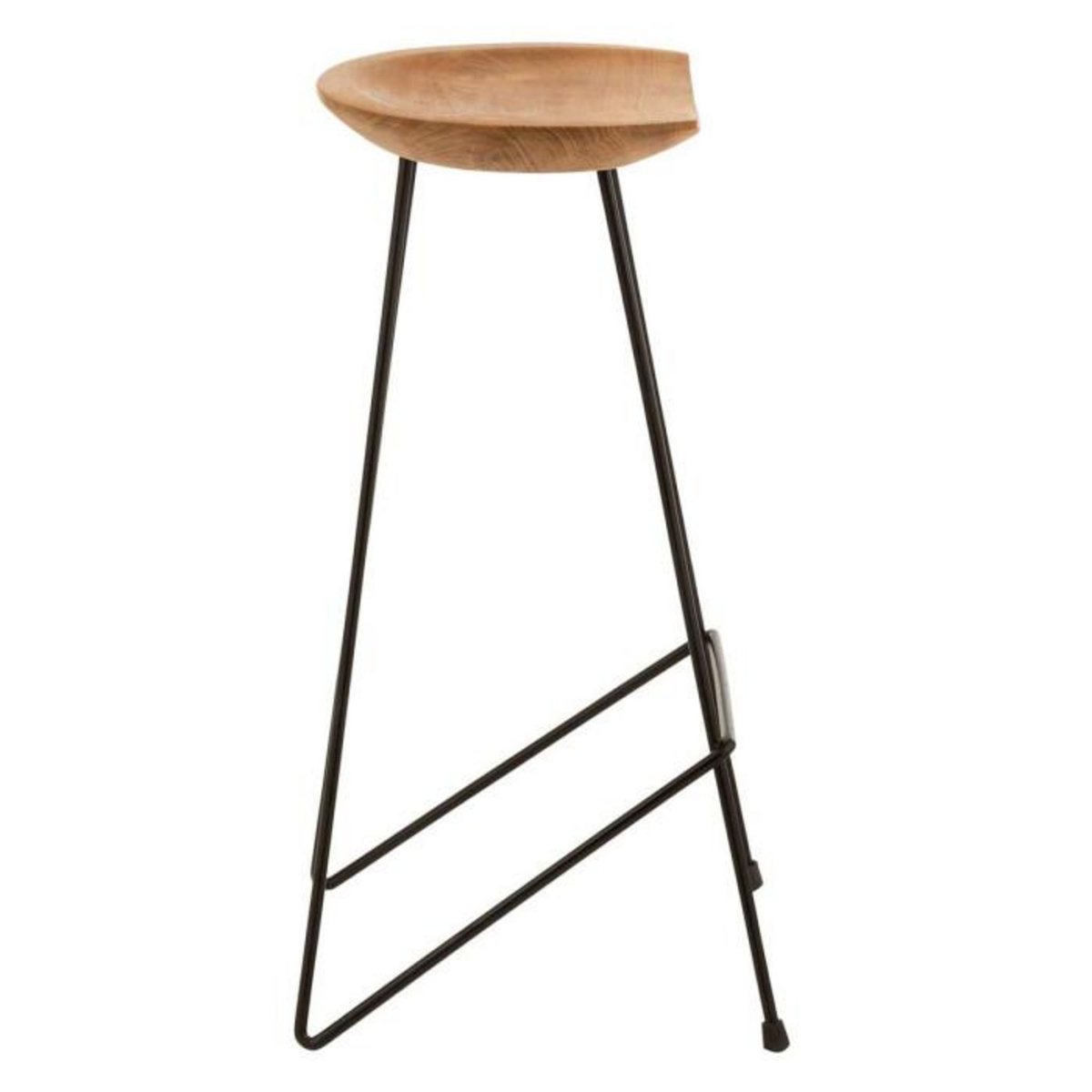 Paris Prix Chaise de Bar en Teck  Scanda  77cm Naturel & Noir