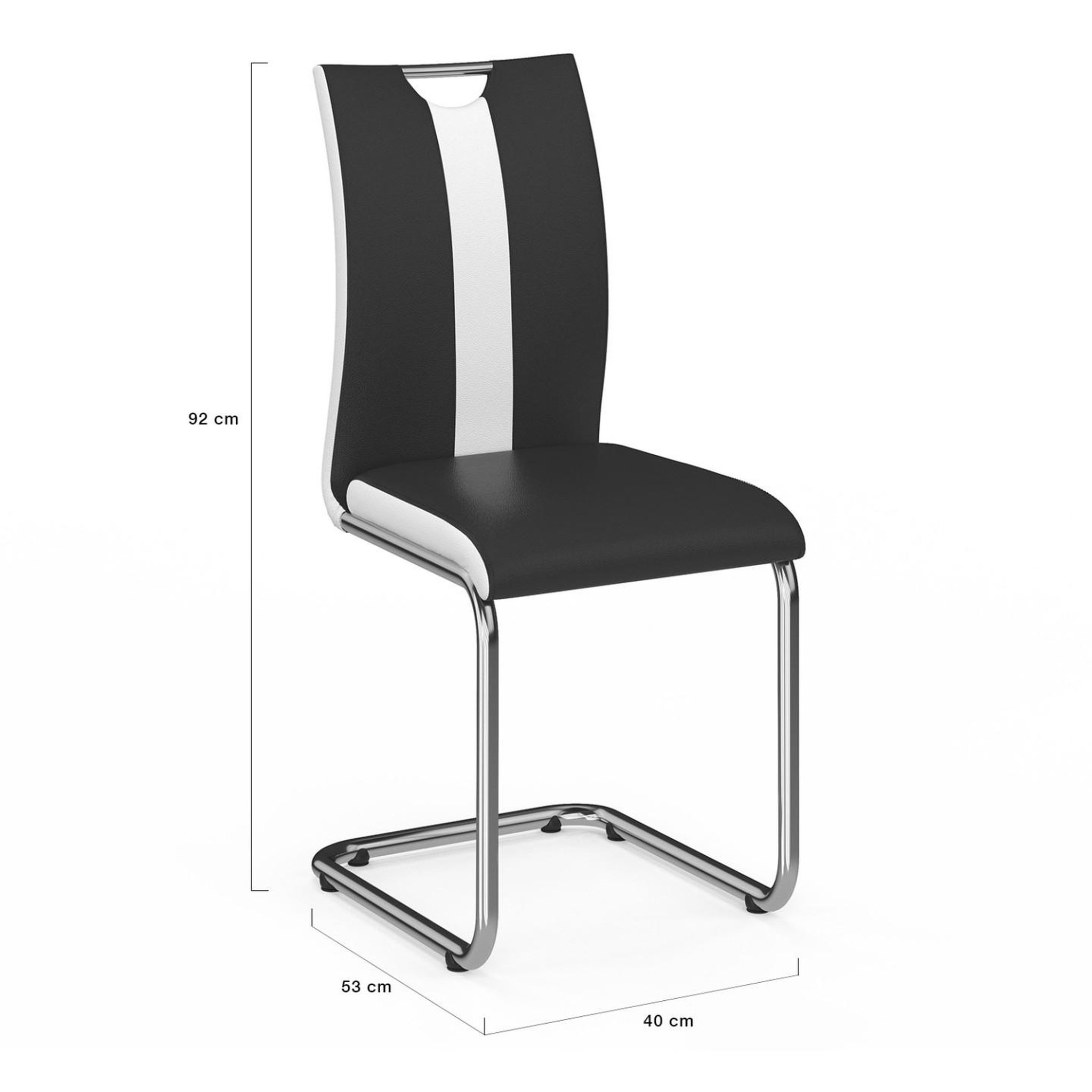 Voir la diapositive 6 : ID MARKET Lot de 4 chaises pia noires et blanches pour salle à manger