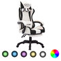 Voir la diapositive 1 : VIDAXL Fauteuil de jeux video avec LED RVB Noir et blanc Similicuir