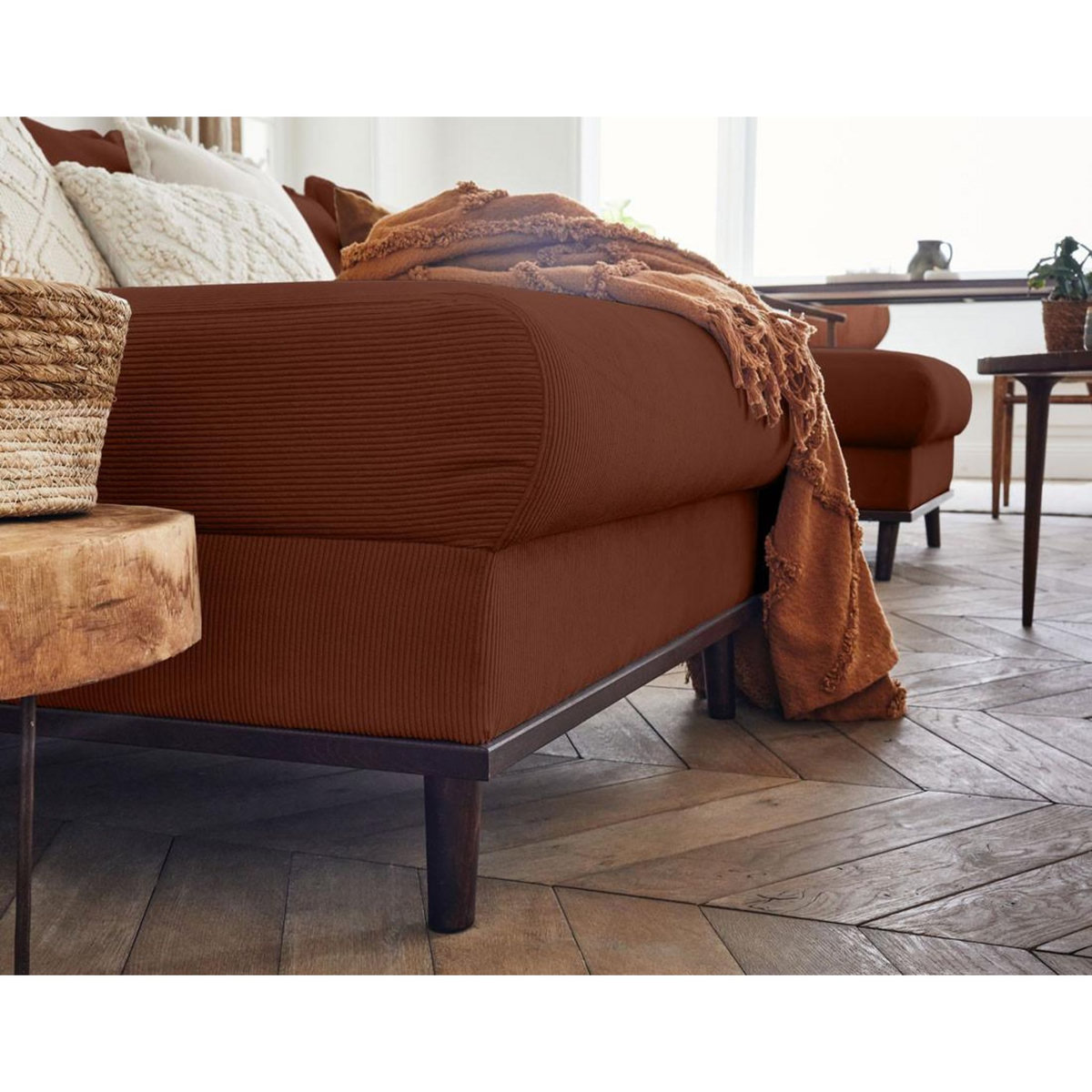 LISA DESIGN Albane - canapé panoramique en u - 7 places - en velours côtelé