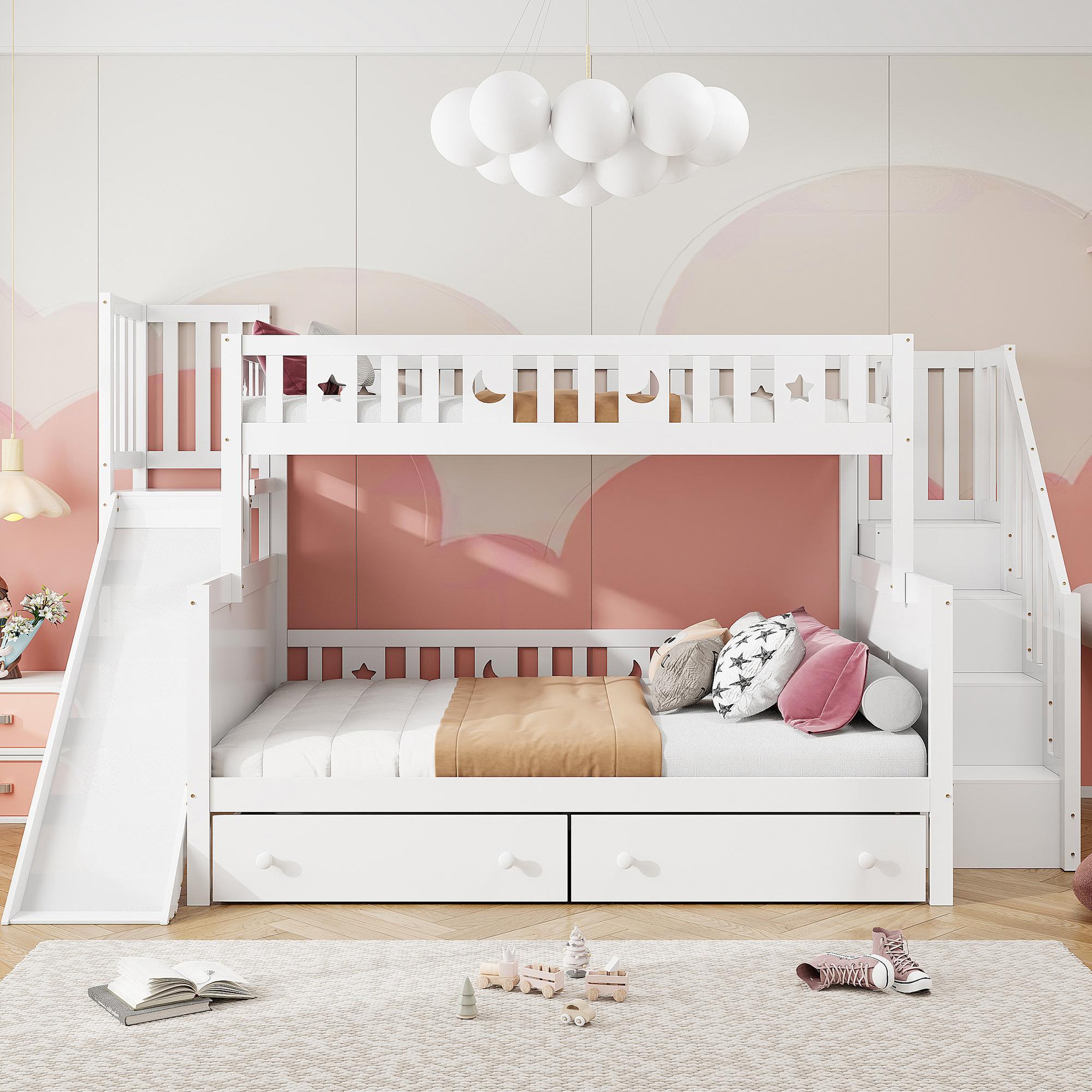 Voir la diapositive 2 : MERAX Lit superposé 140x200(90x200) cm coloris blanc bois massif
