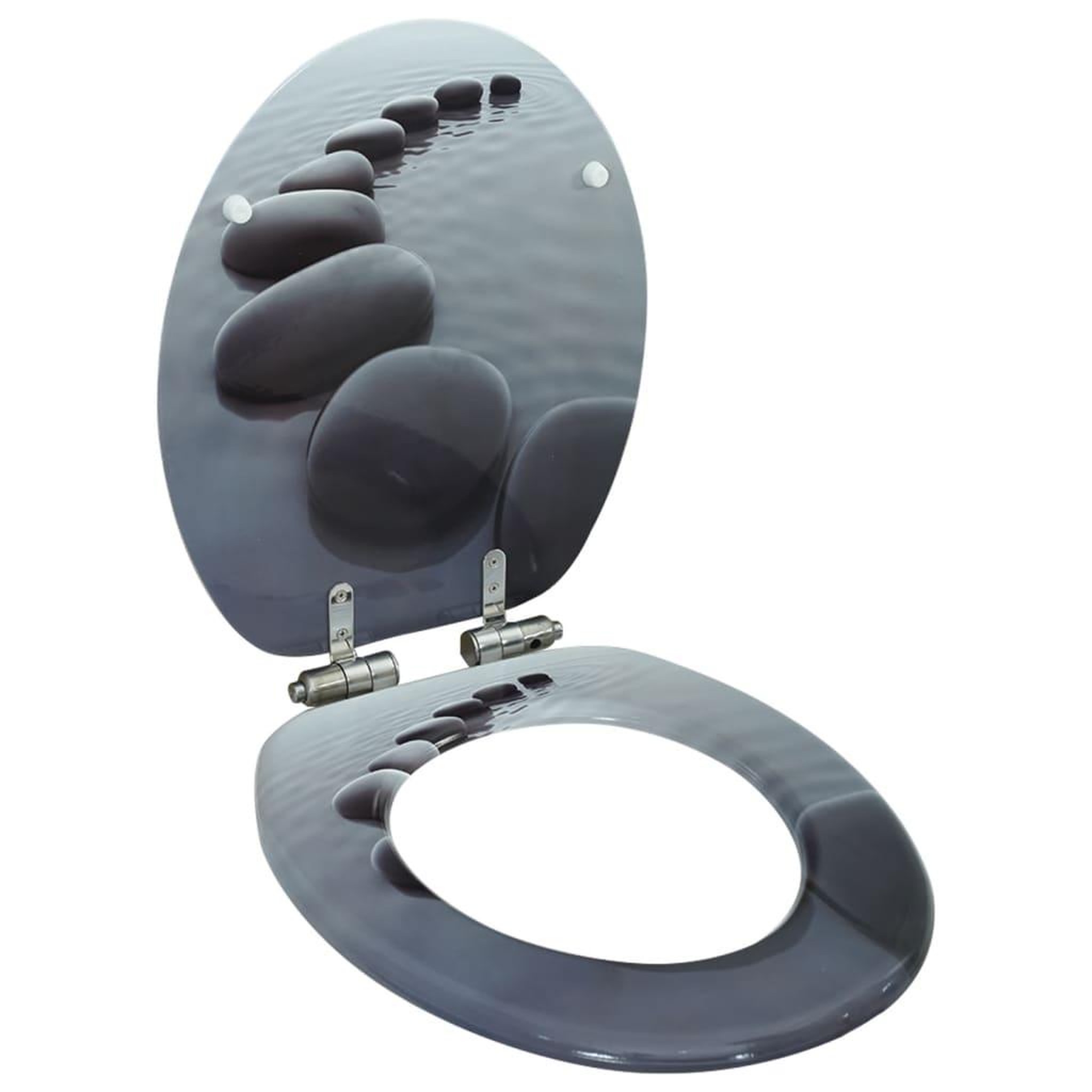 Voir la diapositive 1 : VIDAXL Siege de toilette MDF Couvercle a fermeture en douceur Pierres