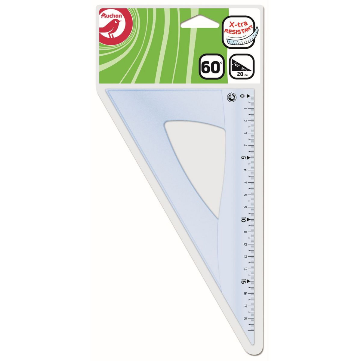 AUCHAN Equerre en plastique incassable 60° 20cm bleu pas cher - Auchan.fr