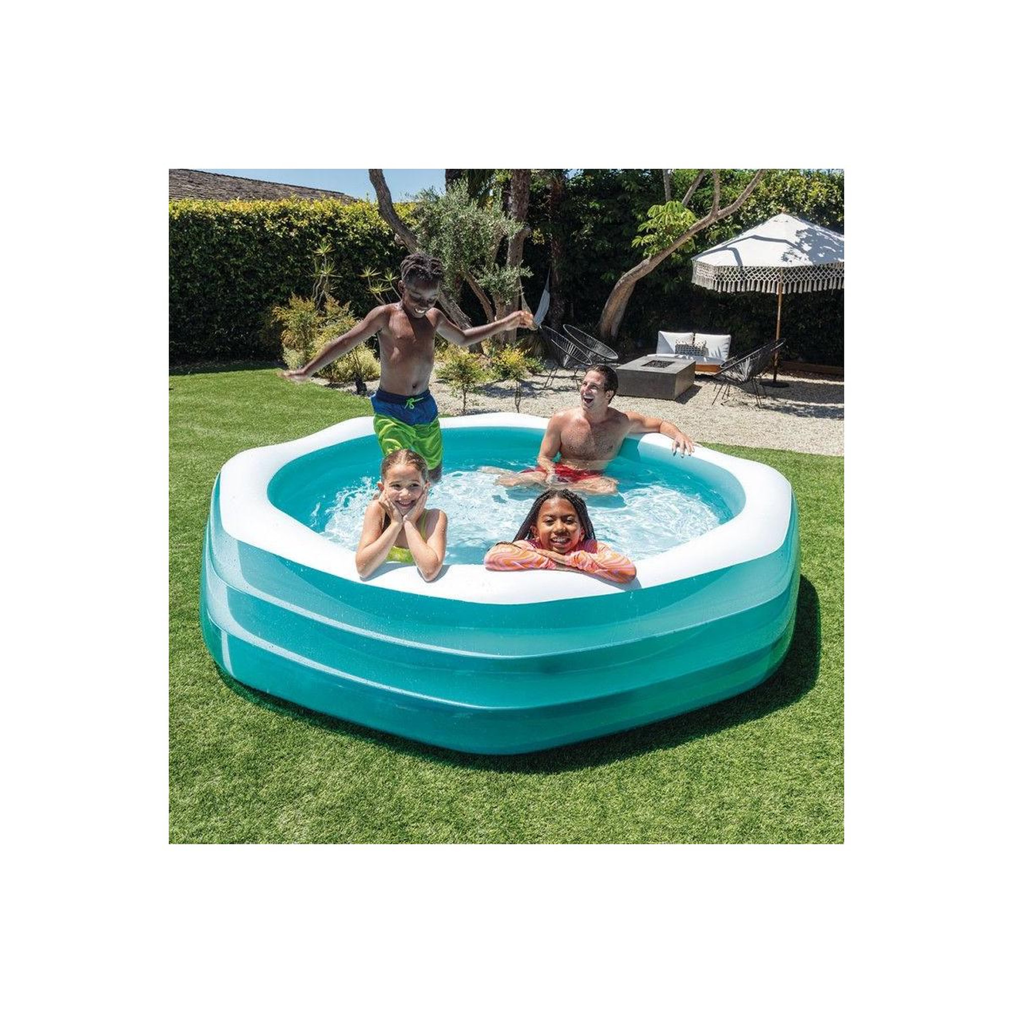 Voir la diapositive 3 : INTEX Piscine gonflable enfant  crystal  254cm bleu