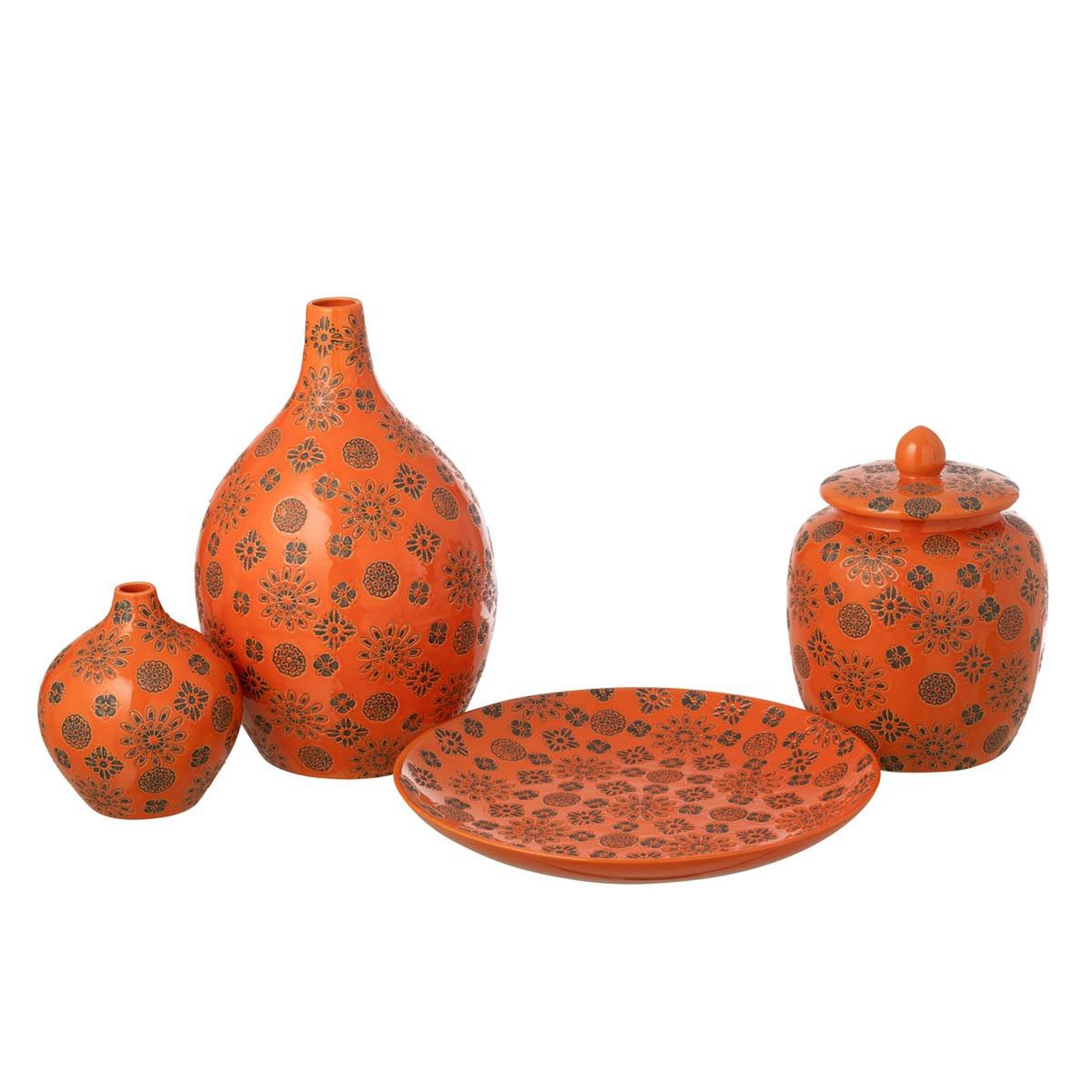 Voir la diapositive 2 : J-LINE Coupelle déco en porcelaine  billy  37cm orange