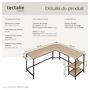 Voir la diapositive 6 : tectake Bureau Style industriel Étagère latérale avec 2 compartiments de stockage