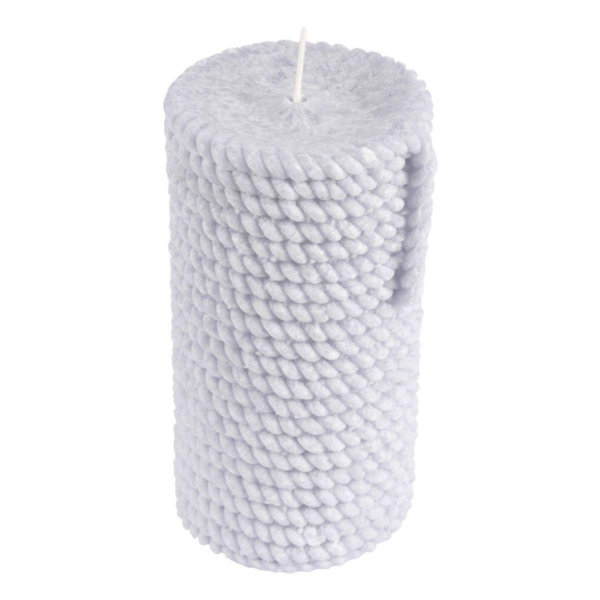 Douceur d'Intérieur Bougie pilier effet cordage  blue wave  14cm bleu clair
