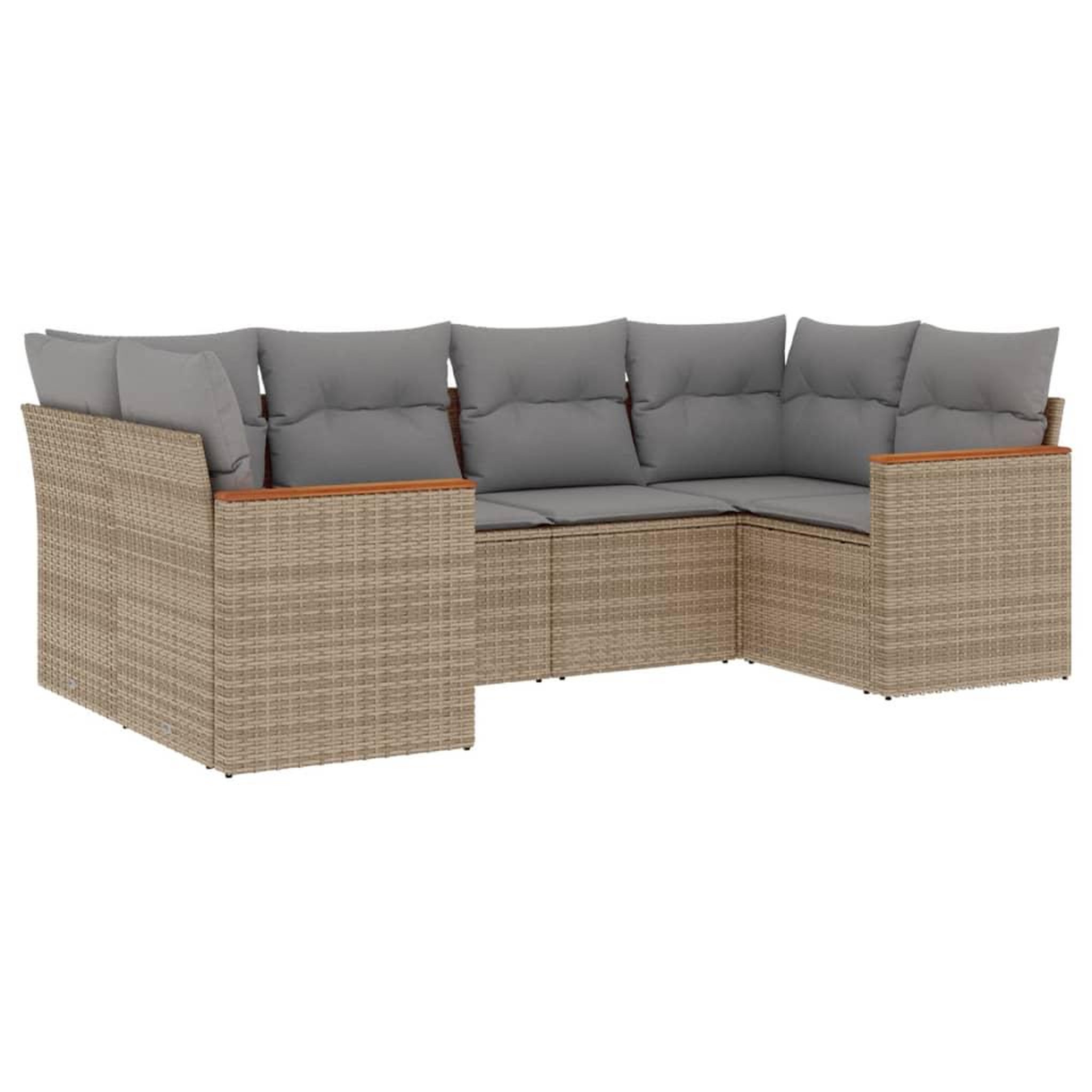 Voir la diapositive 2 : VIDAXL Salon de jardin avec coussins 6pcs melange beige resine tressee