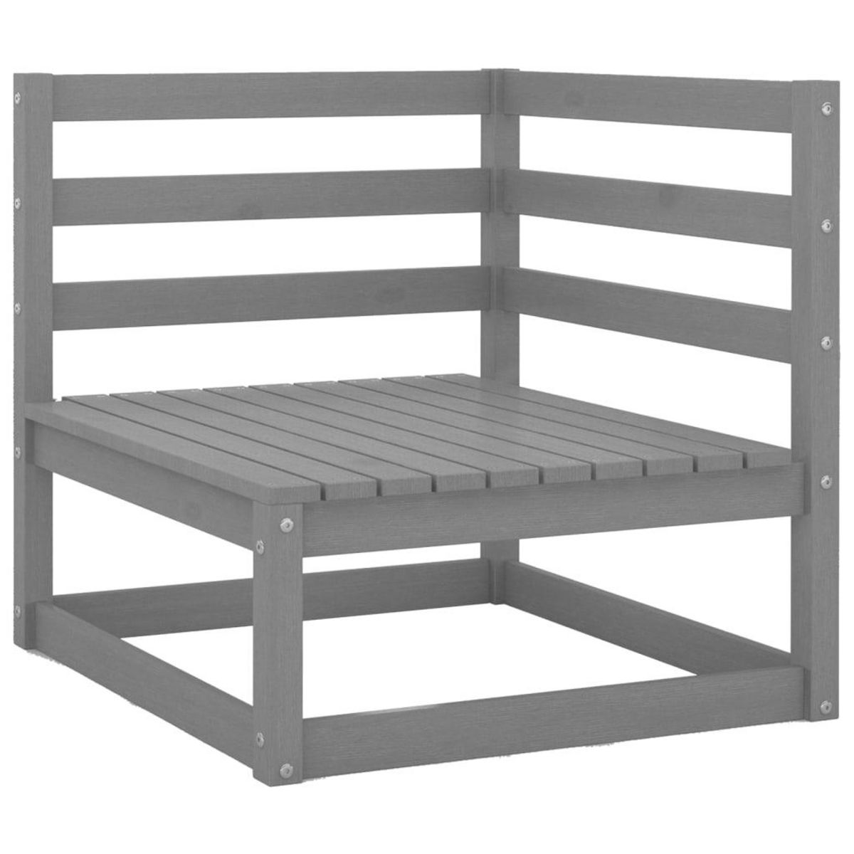 VIDAXL Canape a 2 places de jardin Gris Bois de pin solide