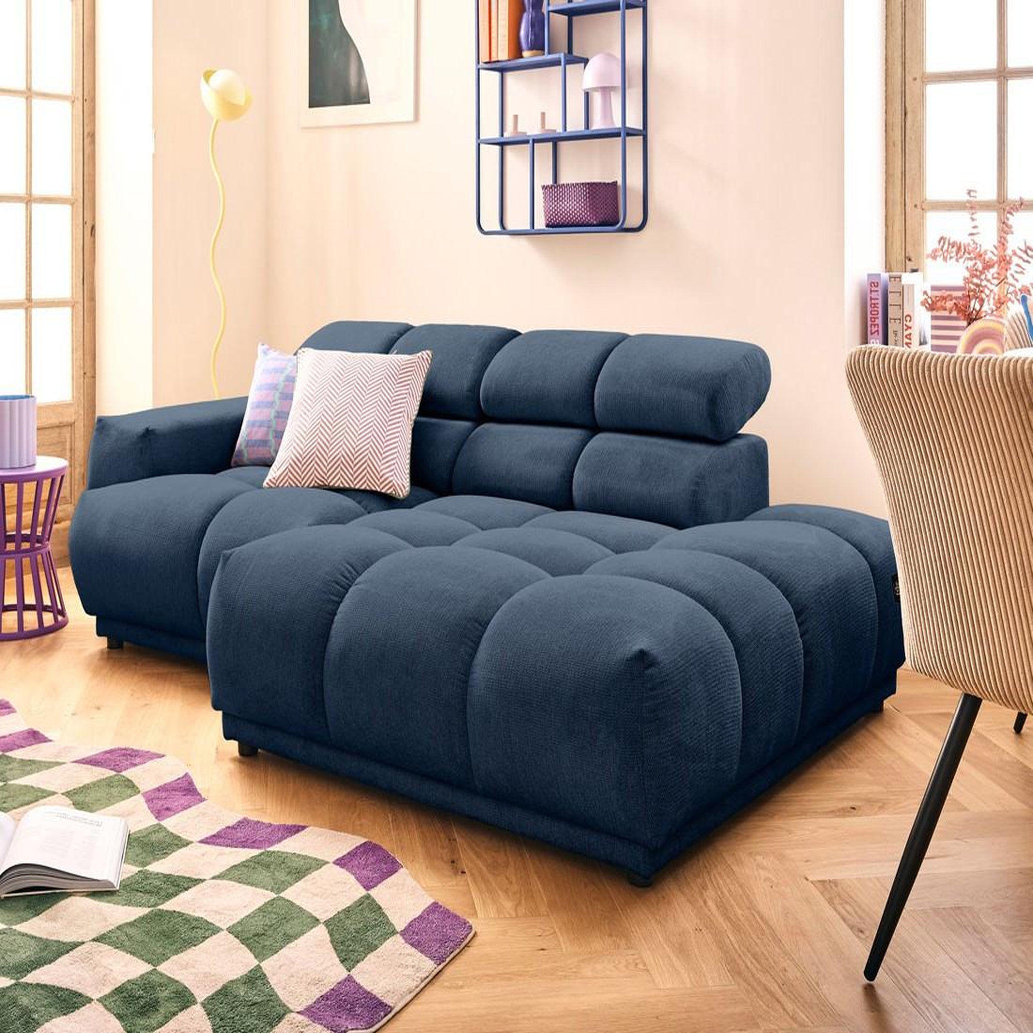 Voir la diapositive 4 : LISA DESIGN Matera - canapé d'angle droit 4 places avec têtières réglables en tissu texturé