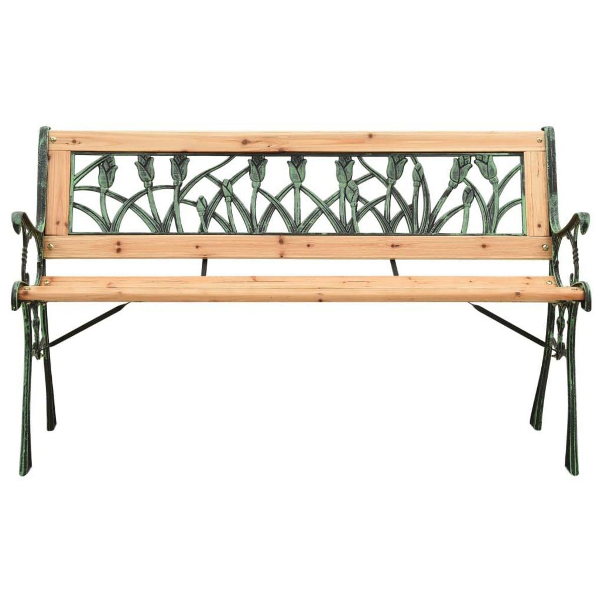 VIDAXL Banc de jardin 122 cm fonte et bois de sapin massif