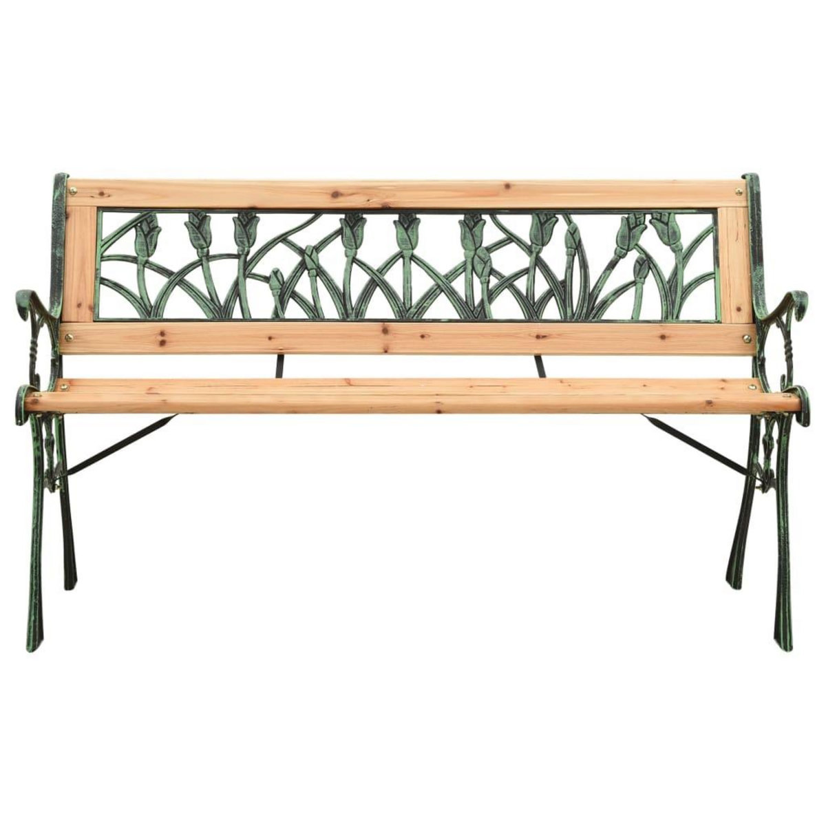 VIDAXL Banc de jardin 122 cm fonte et bois de sapin massif