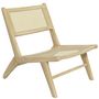 Voir la diapositive 4 : HOMCOM Fauteuil lounge - assise, dossier aspect cannage - assise profonde - bois hévéa