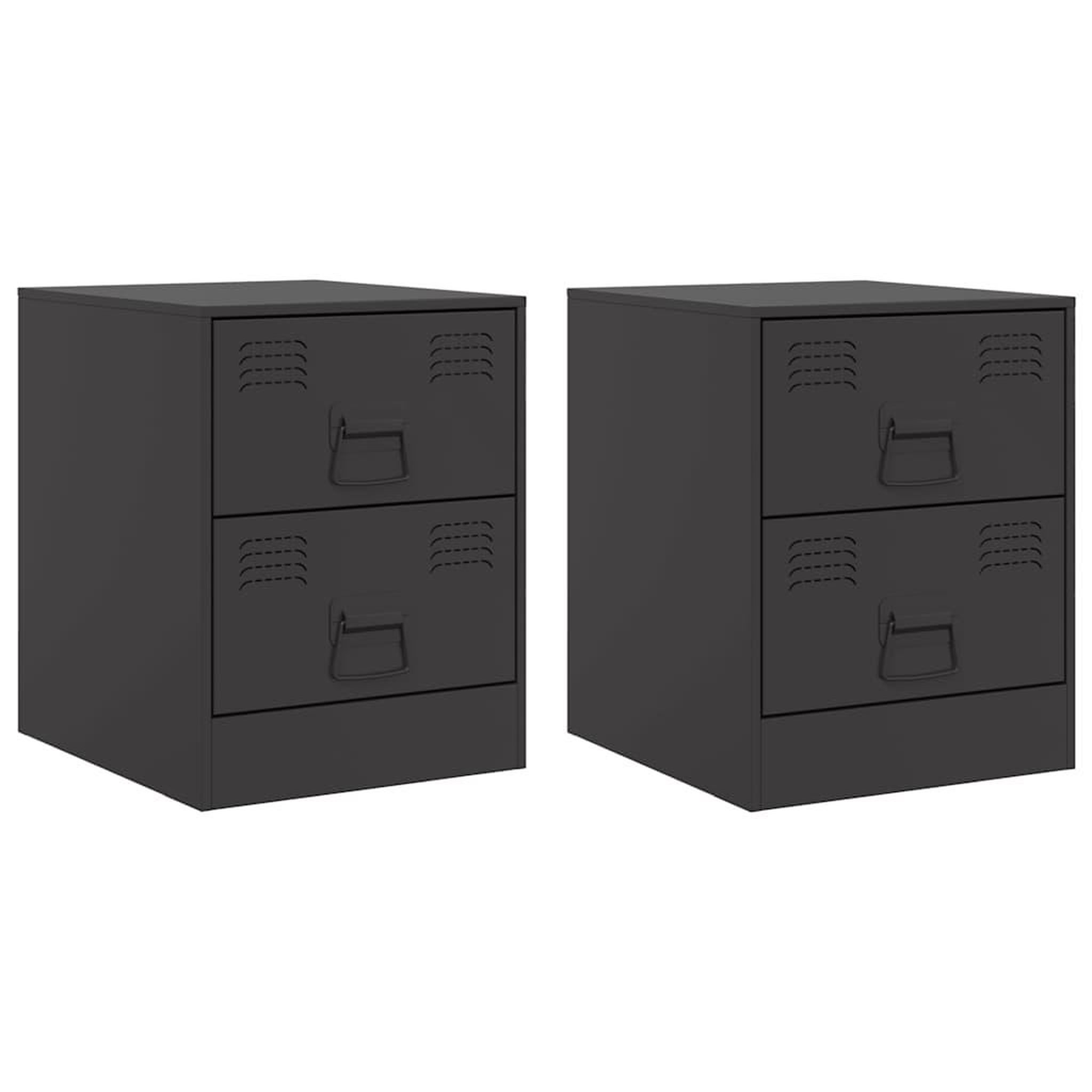 Voir la diapositive 2 : VIDAXL Tables de chevet 2 pcs noir 34,5x39x44 cm acier