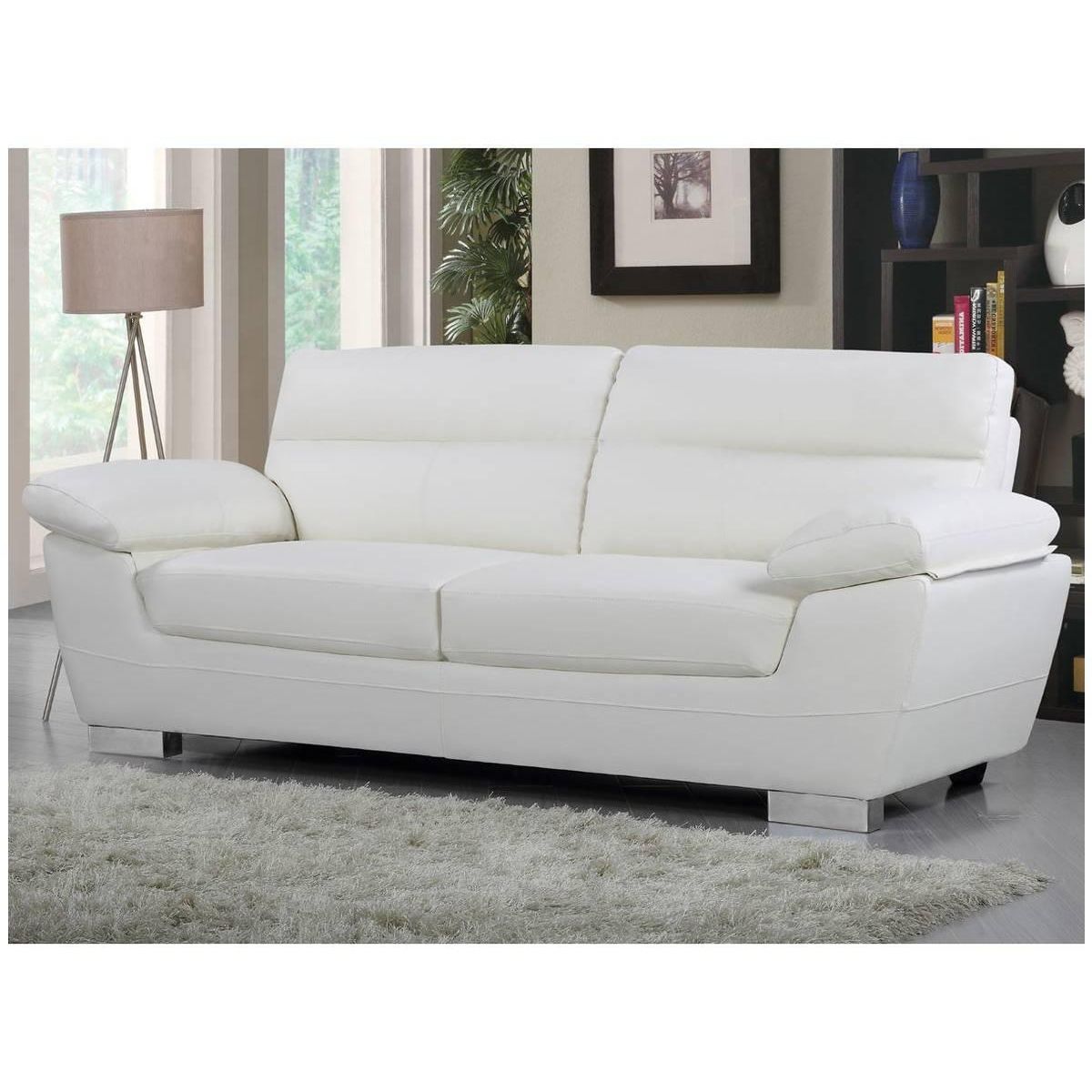 Habitat et Jardin Canapé fixe en cuir reconstitué et PVC  Dallas  - 210 X 88 X 90 cm - 3 places - Blanc