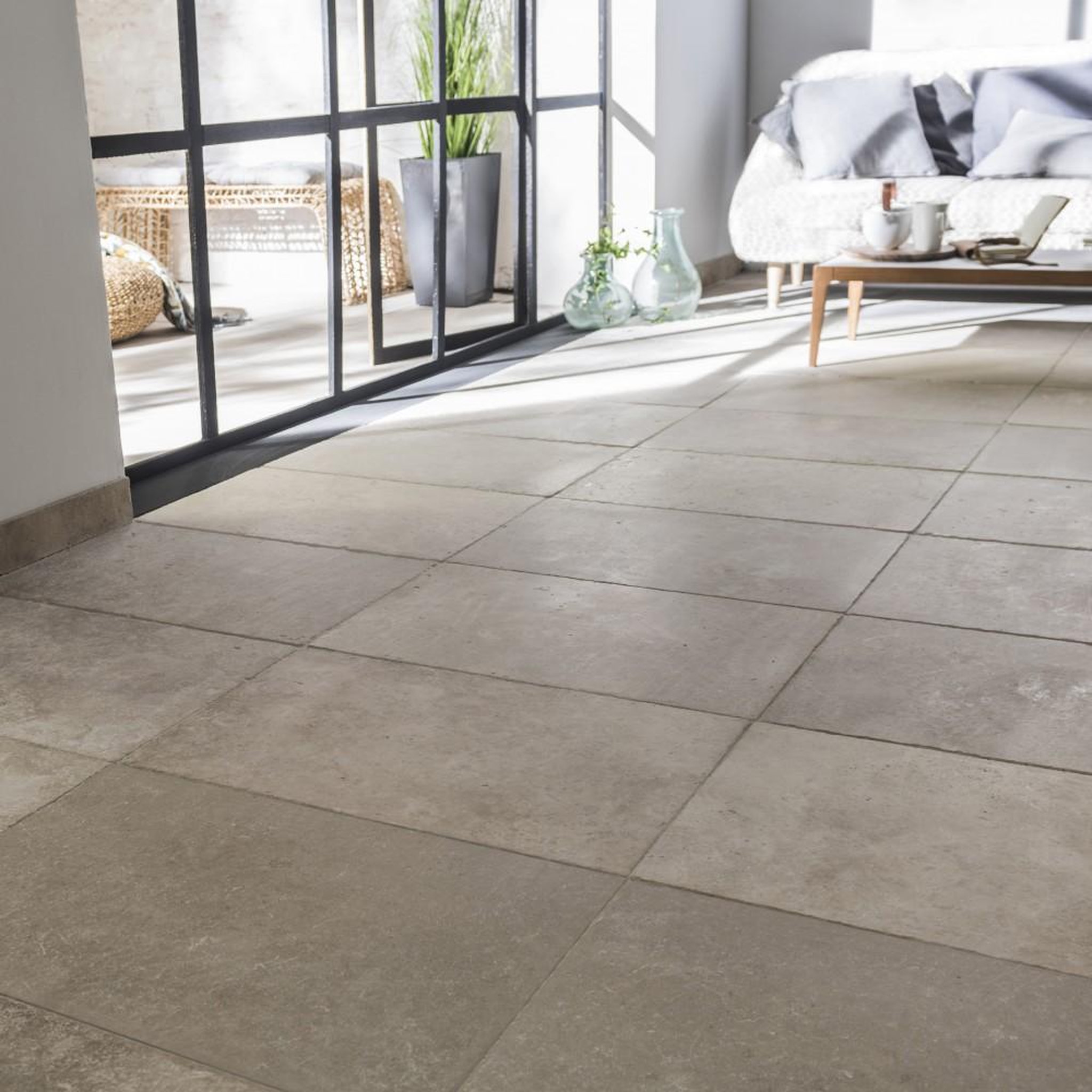 CENTRALE BRICO Travertin sol et mur intenso effet pierre beige foncé Travertin l.40.6 x L.61 cm