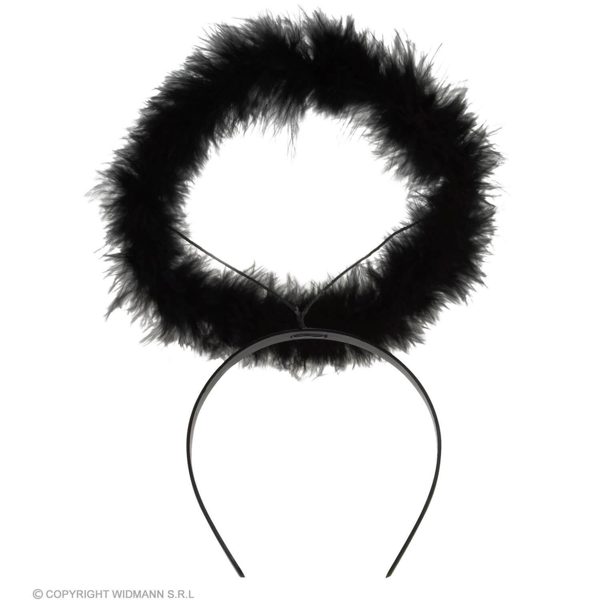 Voir la diapositive 2 : WIDMANN Serre-tête Auréole Marabou Noir - Adulte