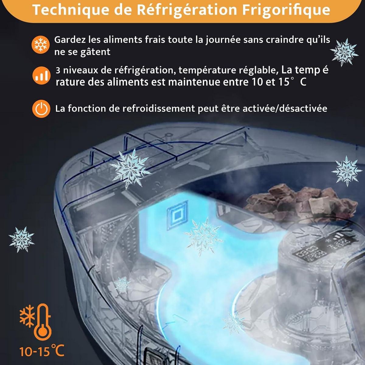 Mangeoire Automatique pour Chats, 1-4 Jours fraîcheur, 5 Compartiments pour 330 g de Nourriture pour Animaux, Assiette de qualité supérieure, Lavable, pour Chats et Chiens.