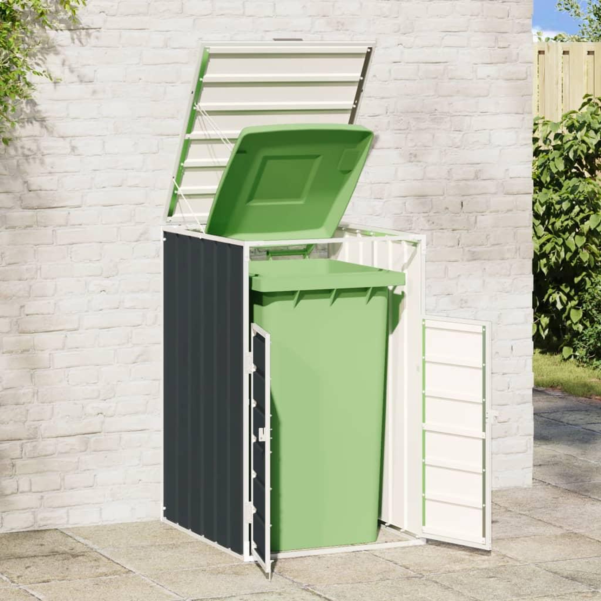 Voir la diapositive 3 : VIDAXL Rangement a roulettes pour poubelles pour bac unique acier
