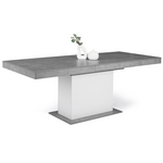 ID MARKET Table à manger extensible rectangle EDEN 6-10 personnes béton et blanc 160-200 cm