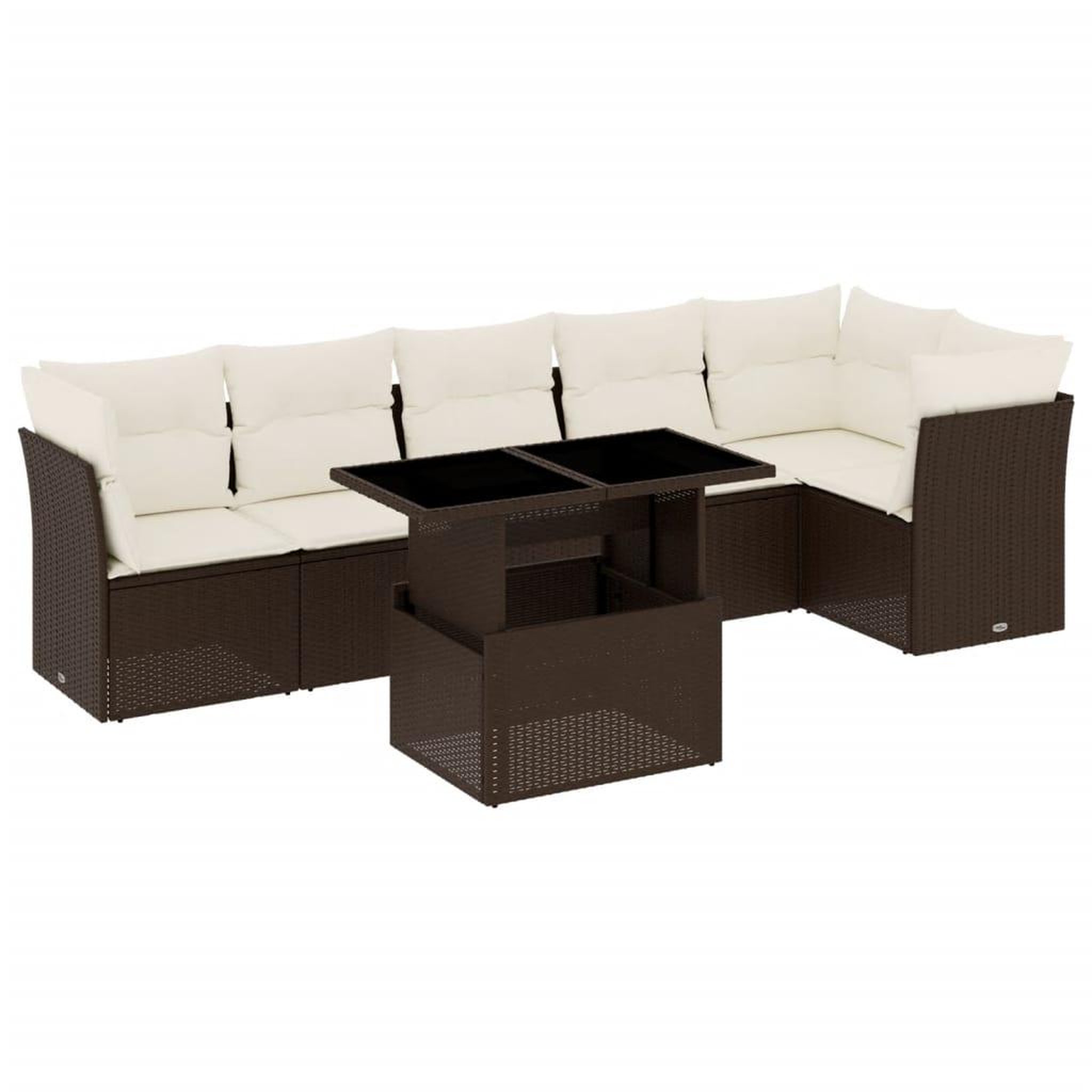 Voir la diapositive 2 : VIDAXL Salon de jardin avec coussins 7 pcs marron resine tressee