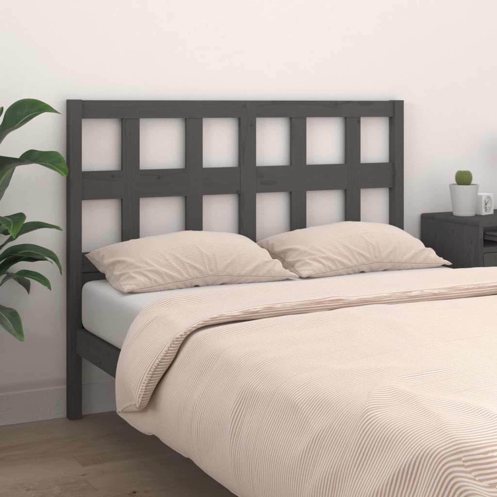 Voir la diapositive 3 : VIDAXL Tete de lit Gris 145,5x4x100 cm Bois massif de pin