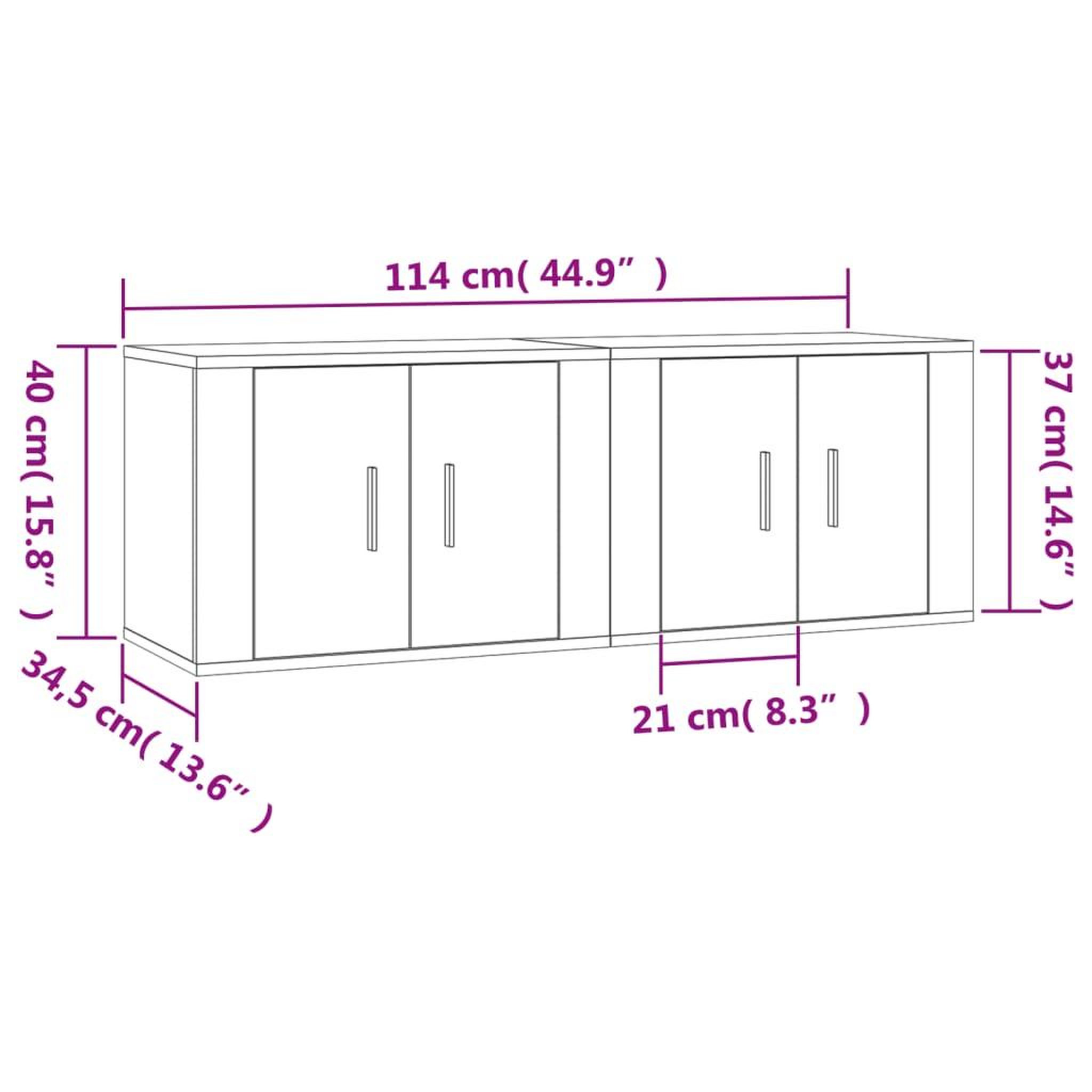 Voir la diapositive 6 : VIDAXL Meubles TV muraux 2 pcs blanc brillant 57x34,5x40 cm