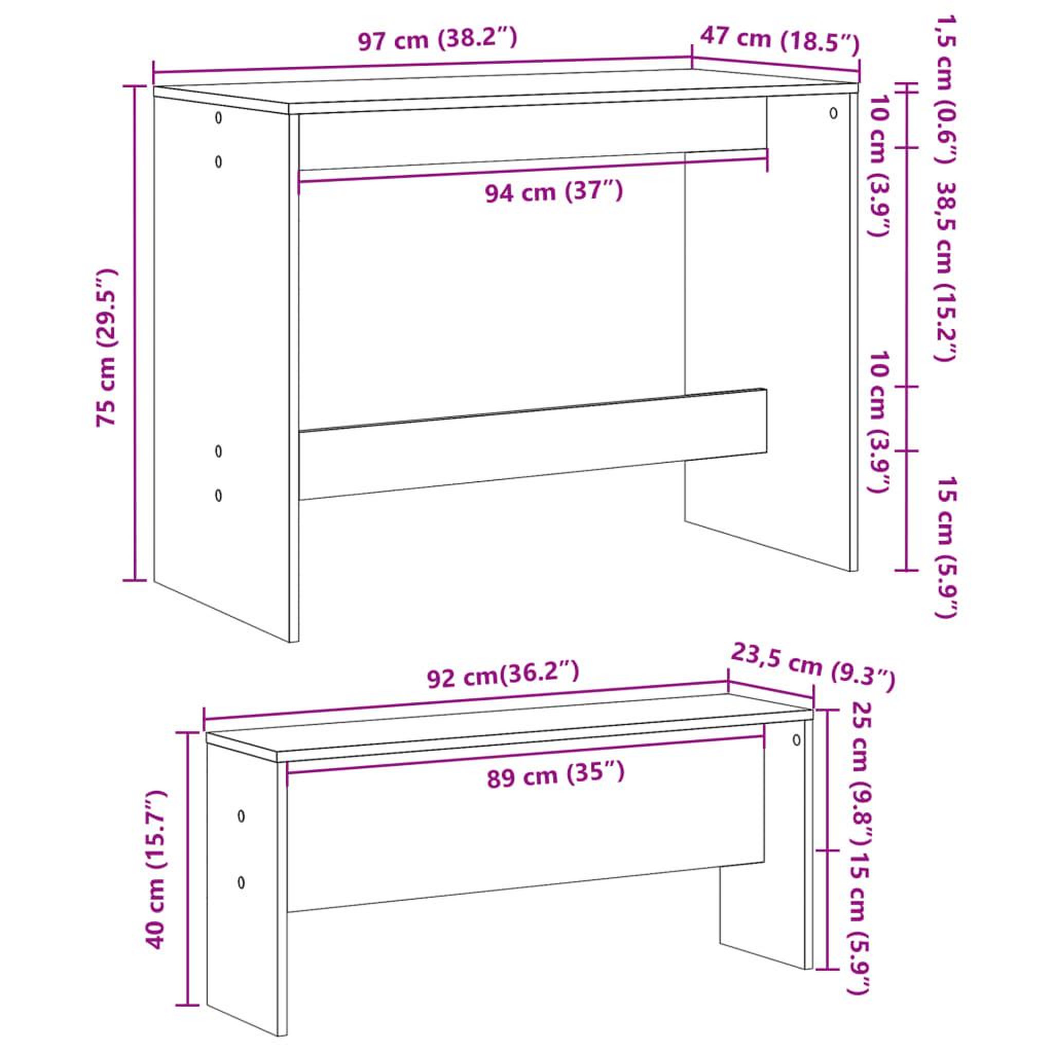Voir la diapositive 6 : VIDAXL Ensemble table a manger et bancs 3 pcs bois d'ingenierie