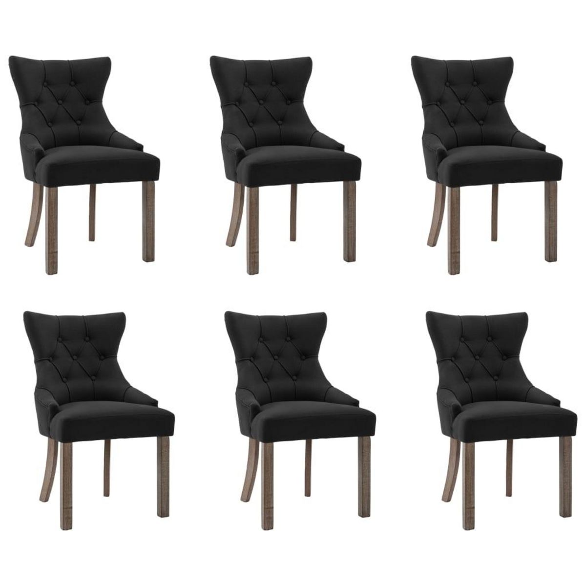 VIDAXL Chaises a manger lot de 6 noir tissu