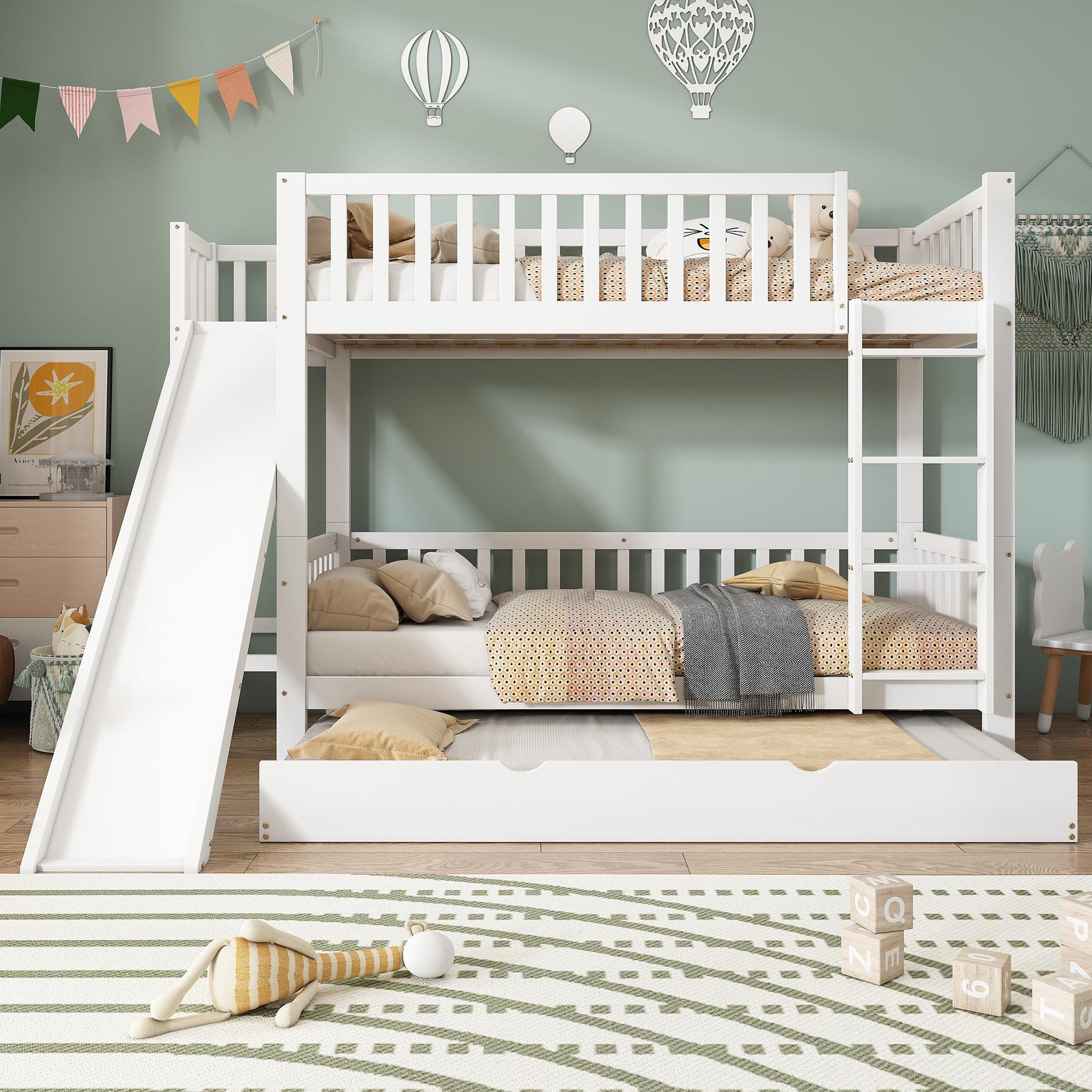 Voir la diapositive 2 : MERAX Lit superposé 90x200cm bois et mdf coloris blanc