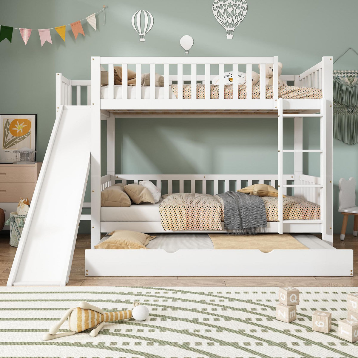 MERAX Lit superposé 90x200cm bois et mdf coloris blanc