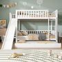 Voir la diapositive 2 : MERAX Lit superposé 90x200cm bois et mdf coloris blanc