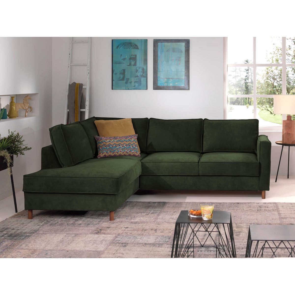 LISA DESIGN Jake - canapé d'angle gauche - convertible - 5 places - en velours côtelé