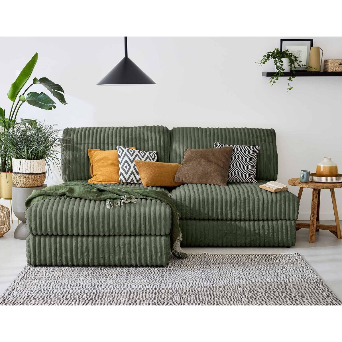 LISA DESIGN Jasper - canapé d'angle modulable 3 places - en fausse fourrure côtelée