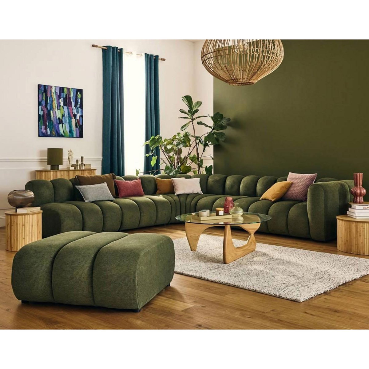 LISA DESIGN Debbie - canapé modulable d'angle gauche 5 places en tissu texturé