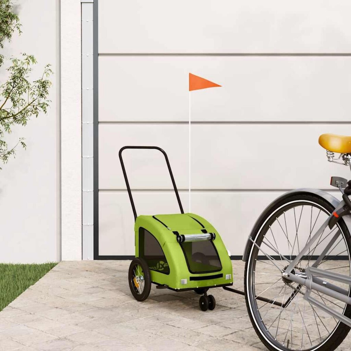VIDAXL Remorque de velo pour animaux de compagnie vert
