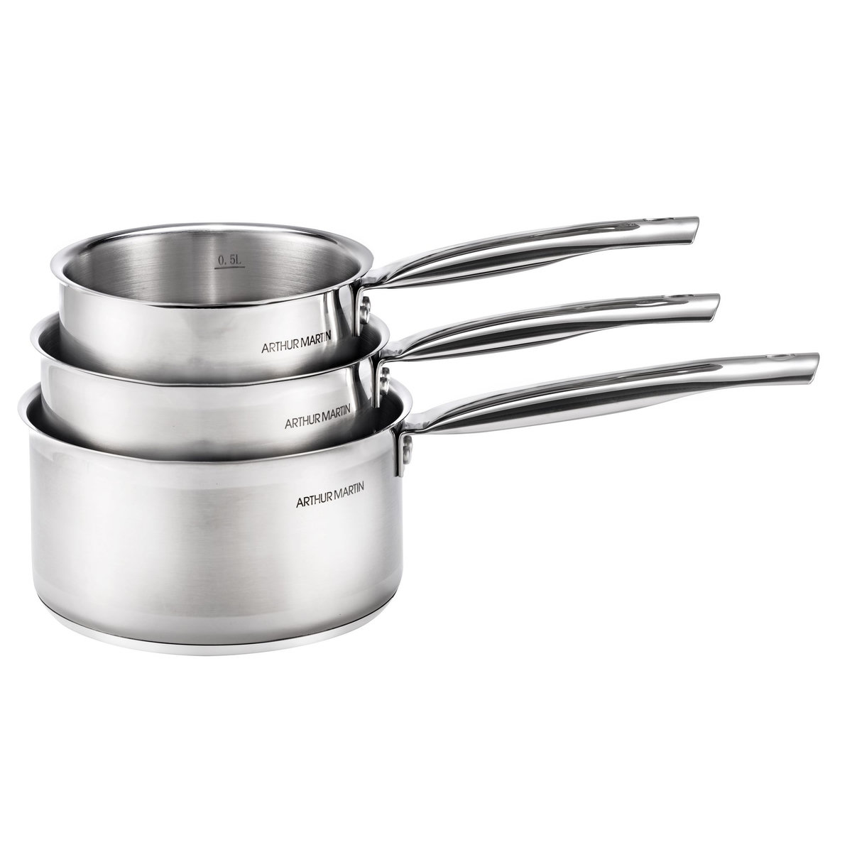 Arthur Martin Batterie 3 casseroles 16/18/20 cm en inox