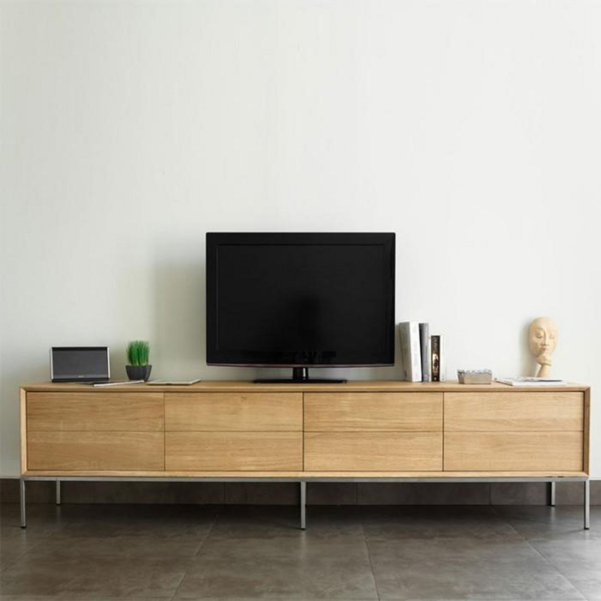 Paris Prix Meuble TV 2 Tiroirs 2 Portes  Kubico  225cm Chêne Massif