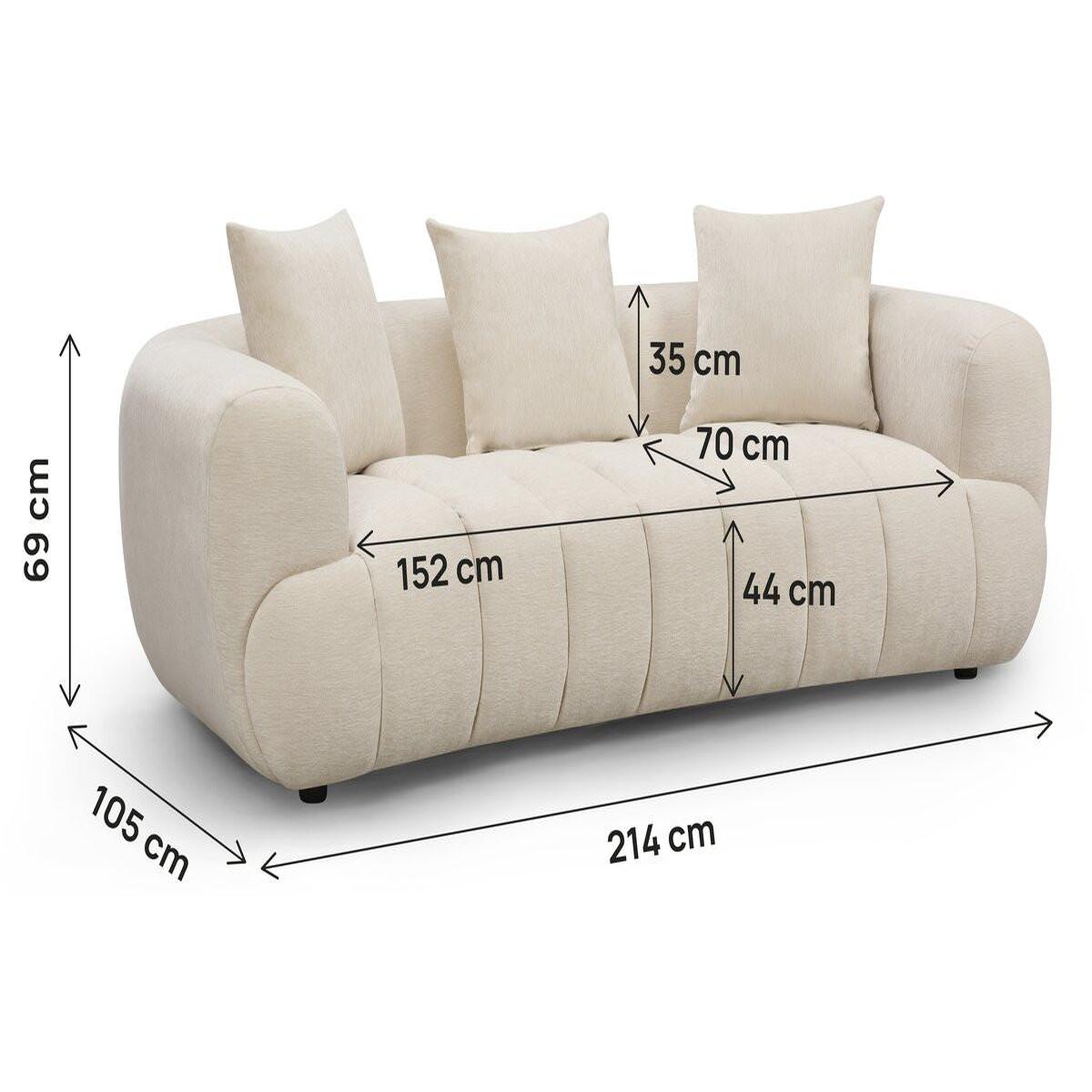 Voir la diapositive 3 : Habitat et Jardin Canapé droit  la fayette  - 3 places - beige