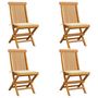 Voir la diapositive 1 : VIDAXL Chaises de jardin et coussins creme lot de 4 Bois teck massif