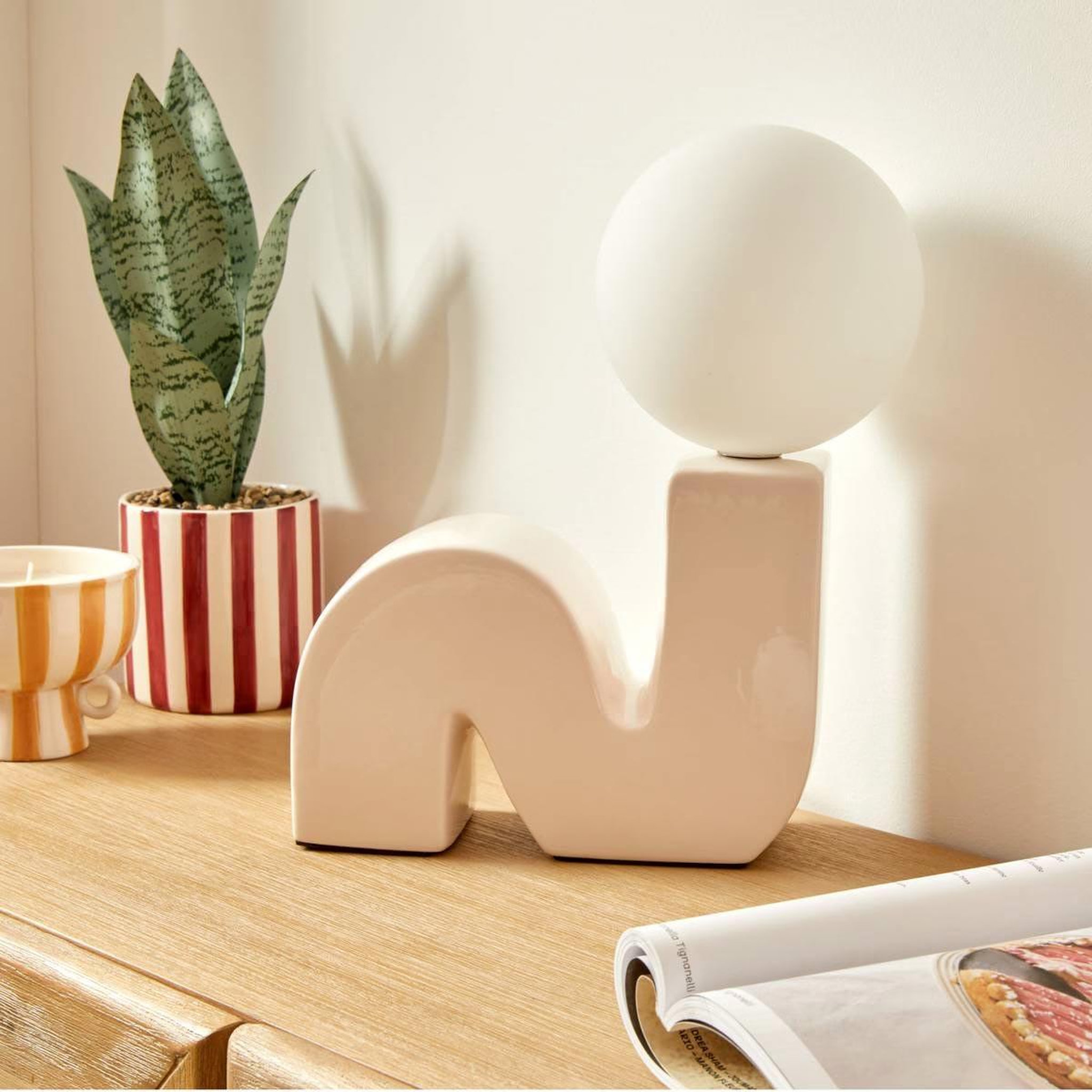 Voir la diapositive 3 : ATMOSPHERA Lampe à poser en céramique  sibil  33cm beige
