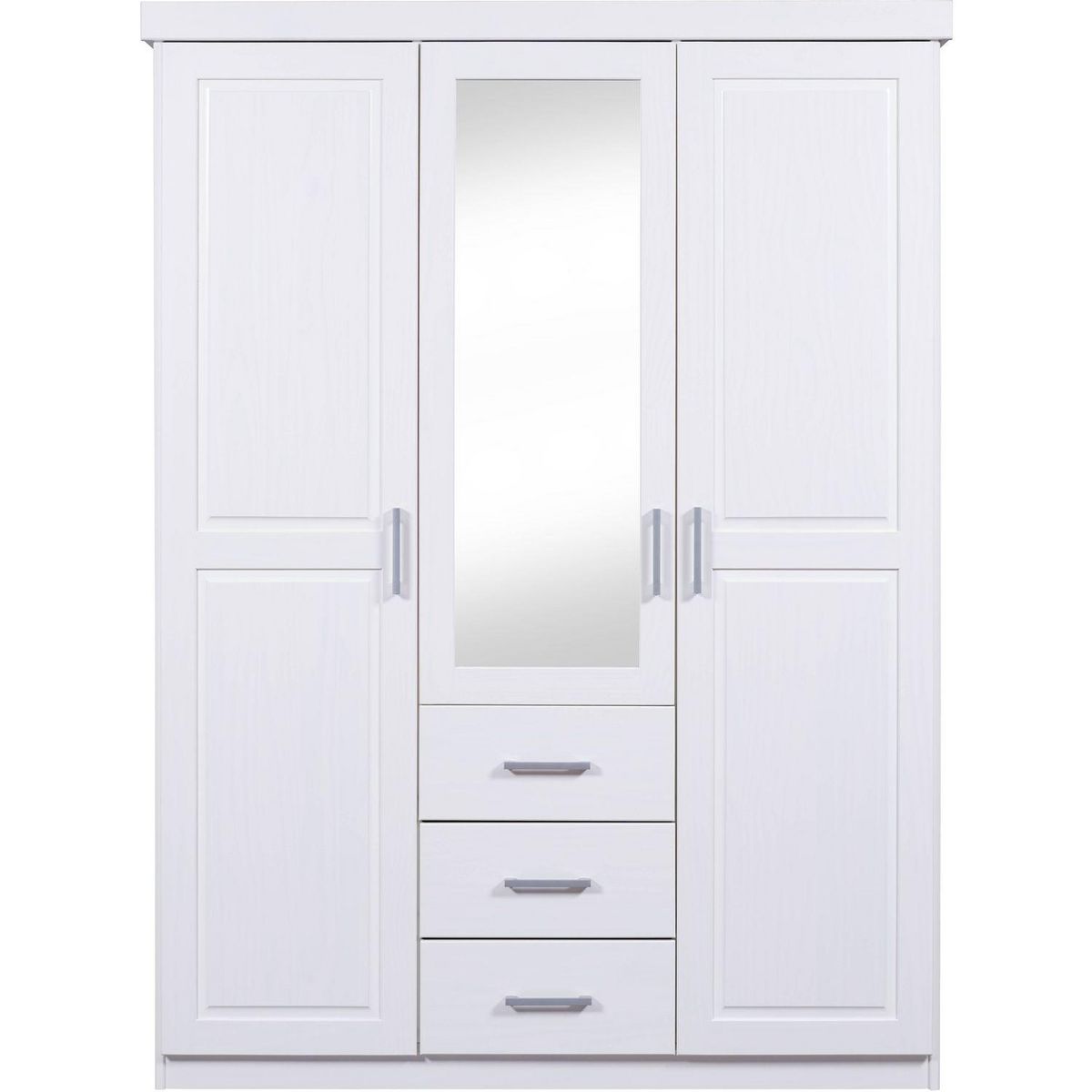 Armoire en  pin massif  3 tiroirs 3 portes +  miroir L140cm  GERALD