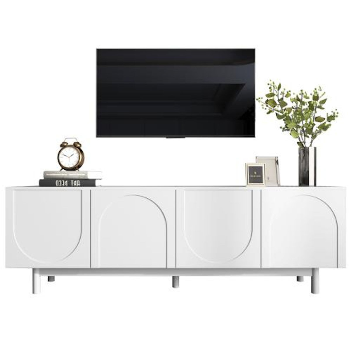 MERAX Meuble tv blanc 175 cm panneau de particules