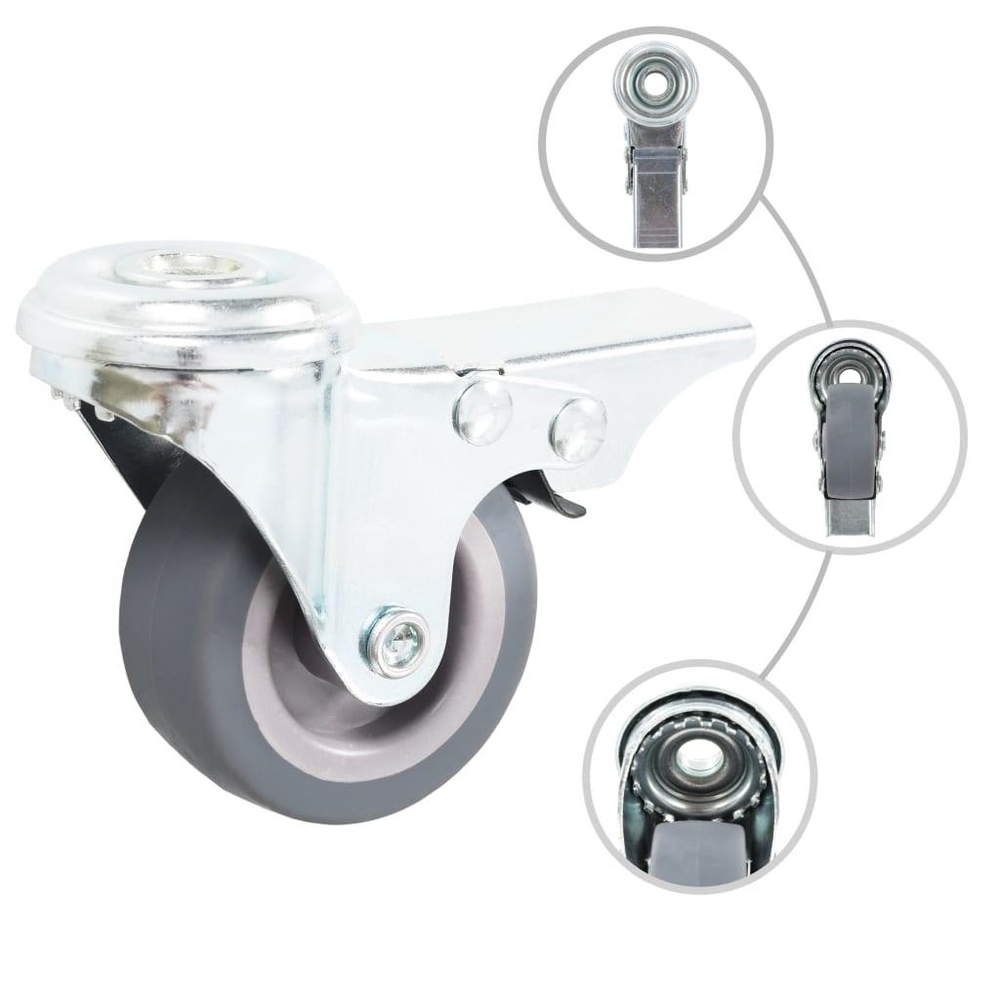 Voir la diapositive 2 : VIDAXL 12 pcs Roulettes pivotantes a trou de boulon 50 mm