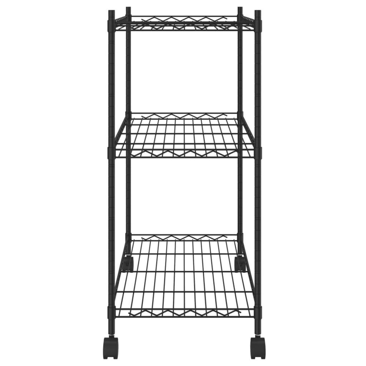 VIDAXL Etagere de rangement 3 niveaux et roues 60x35x81 cm noir 150 kg
