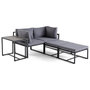 Voir la diapositive 2 : BEST MOBILIER Beyla – salon de jardin modulable en acier noir - 4 places - coussins gris
